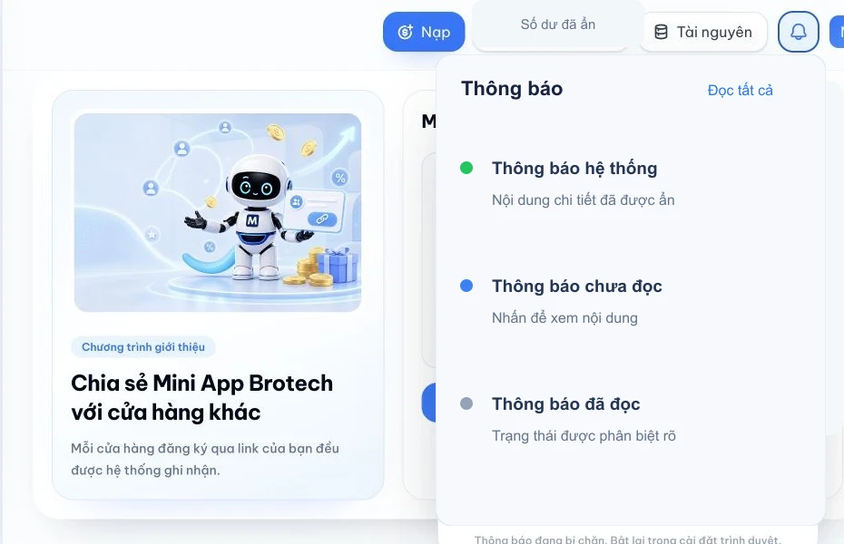 Danh sách thông báo